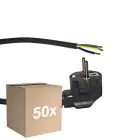 Voordeelpak 50x Noxion Power Voedingskabel Zwart - Schuko Europlug + Open uiteinden - 3m - 3 pole 0,75mm2